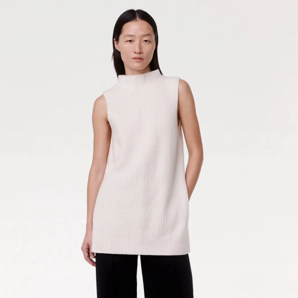 ANOTHER TOMORROW mock neck cashmere sleeveless sweater